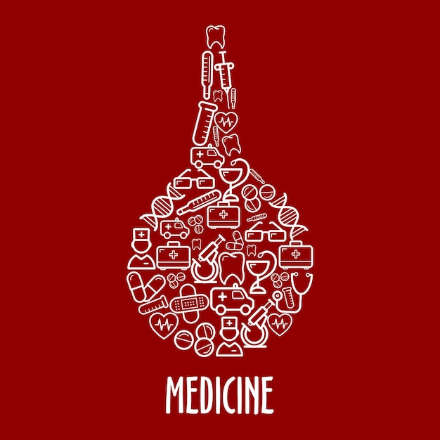 Medical icons arrange in a shape of enema