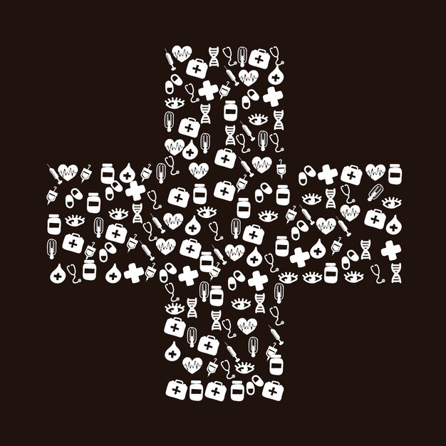 Vector medical icons over black background vector illustration