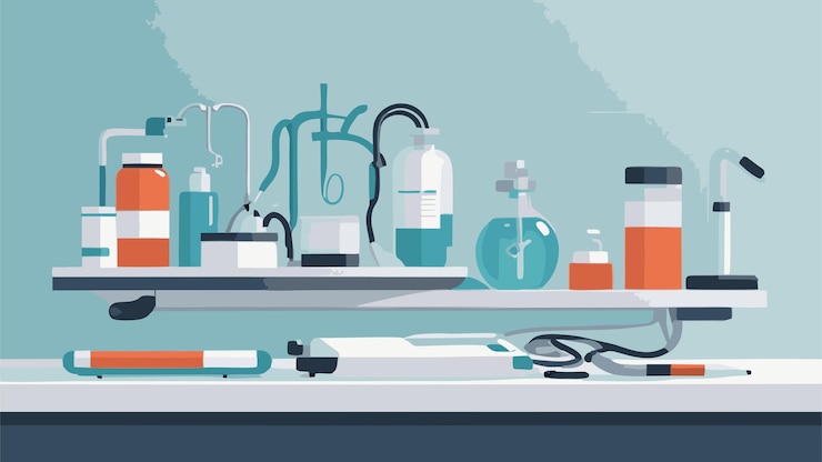 Vector medical illustration with some medical equipment