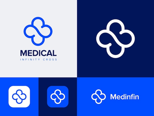 ベクトル 医療無限クロスアプリのロゴの概念企業のビジネスアイデンティティベクトルのグラフィックシンボル
