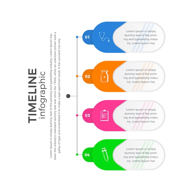 의료 infographic 또는 의학 infographic, 4 옵션 현대 Infographic 템플릿