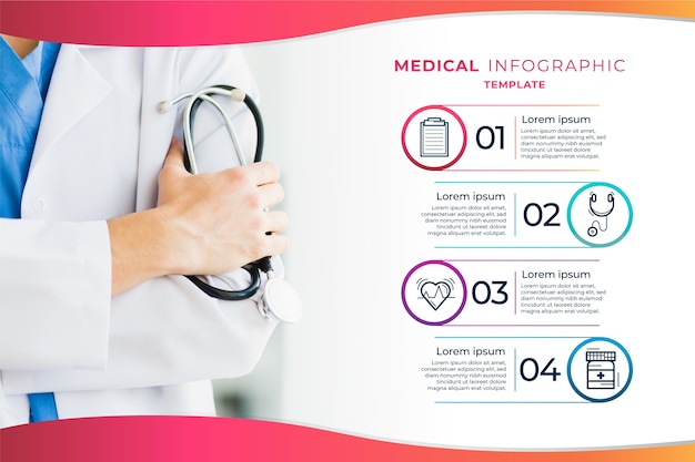 Medical infographic template with doctor