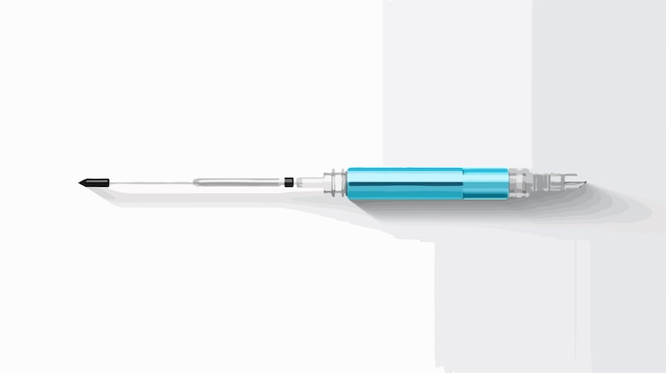 Vector medical injection needle vector with free space for text on wall background