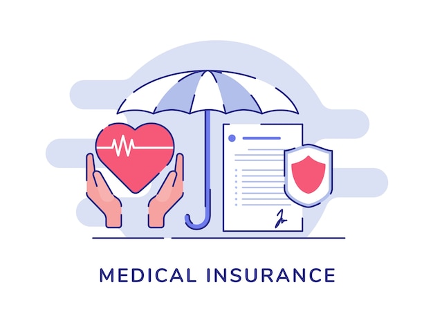 Medical insurance concept hand hold heartbeat umbrella