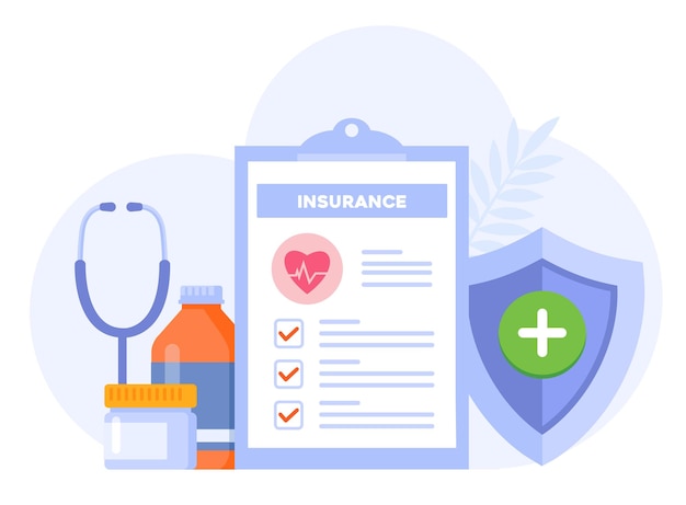 Medical insurance health insurance protection concept umbrella healthcare landing page flat illustration vector template banner