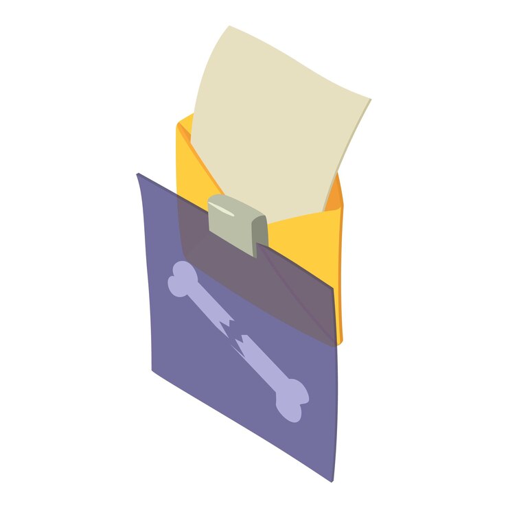 Vector medical insurance icon isometric vector envelope with paper x ray broken bone medicine and healthcare concept