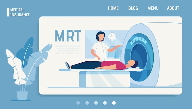 Vettore diagnosi mrt della pagina di destinazione dell'assicurazione medica