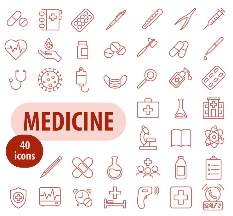 Medical isons Thin line icons Itsons set of medical services