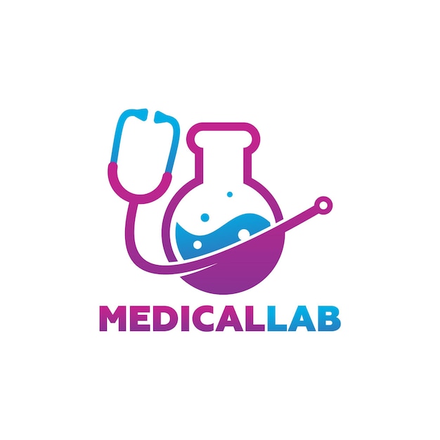 Vettore di progettazione del modello di logo del laboratorio medico, emblema, concetto di design, simbolo creativo, icona