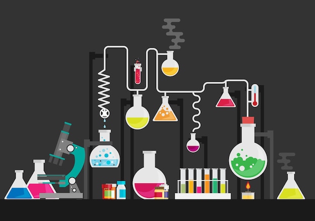 Medical laboratory flat vector colorful illustration