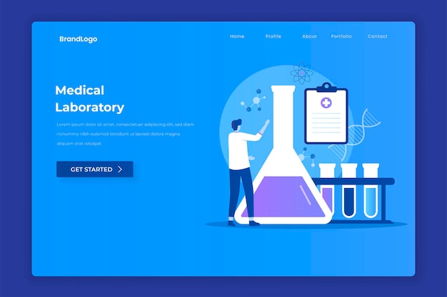 Vector medical laboratory landing page