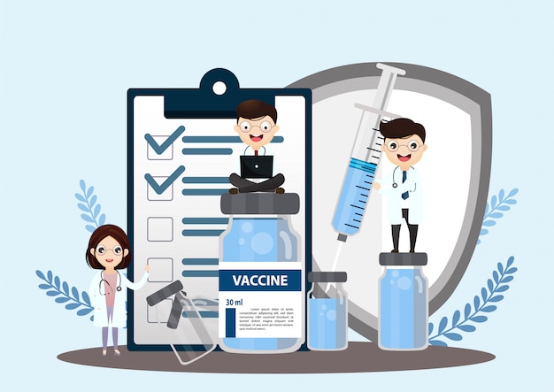 Medical laboratory research with science glass tube  illustration concept.