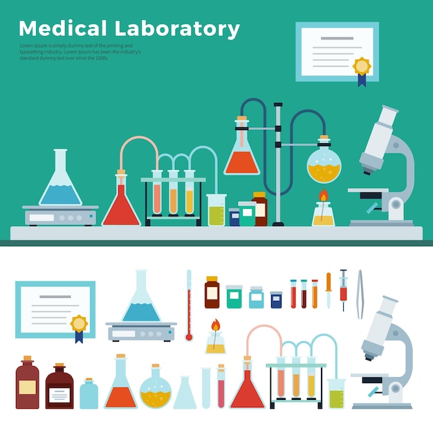 Вектор Медицинская лаборатория рабочее пространство и научное оборудование научно-образовательная экспериментальная лаборатория