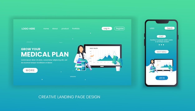 Vector medical landing page template