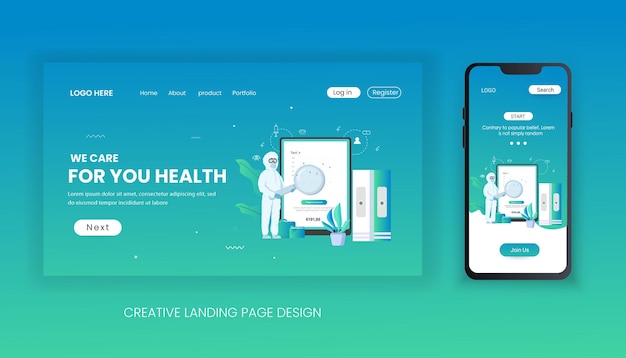 Vector medical landing page template