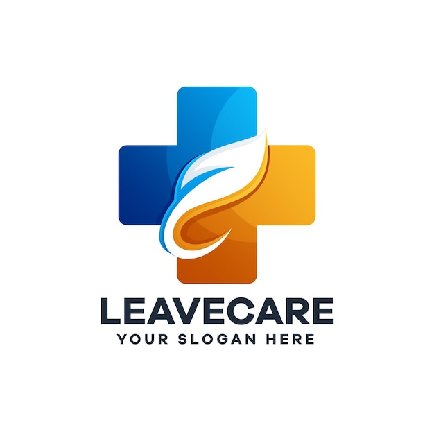 Medical leaf gradient logo template