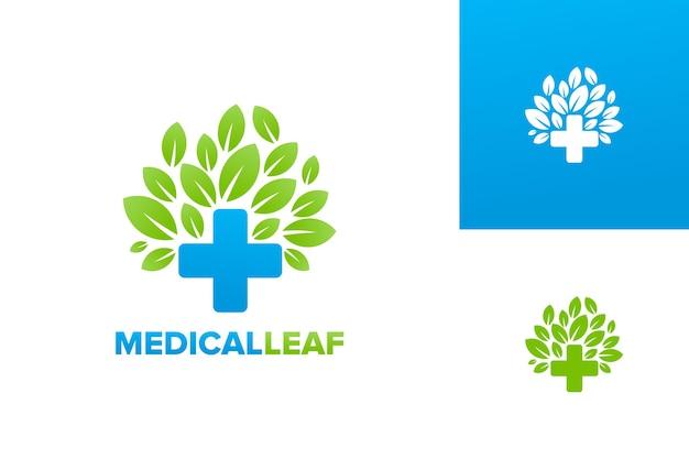 Vettore di progettazione del modello di logo della foglia medica, emblema, concetto di design, simbolo creativo, icona