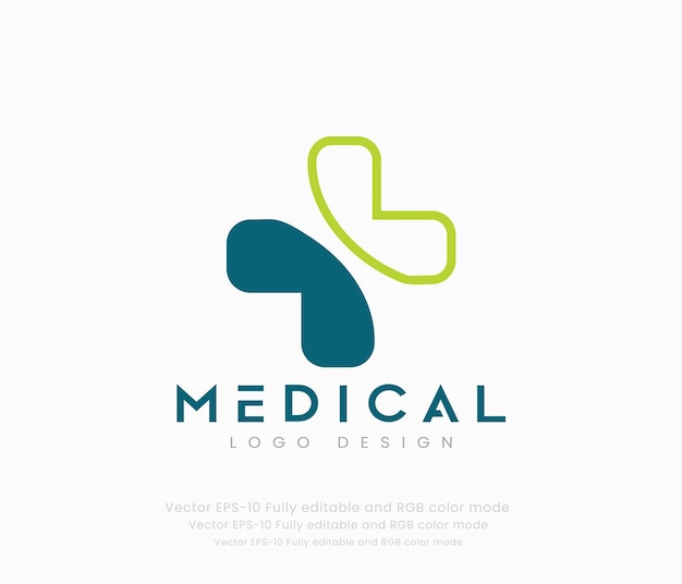 Medical logo design with a blue and green colors