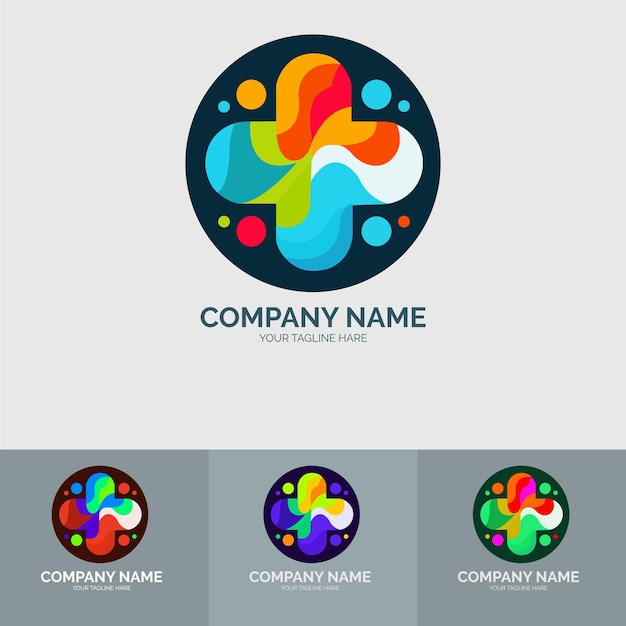 Medical logo and icon with multiple color variant vector eps