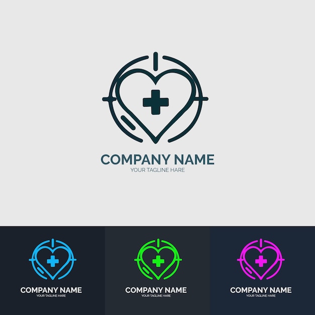 Vector medical logo and icon with multiple color variant vector eps