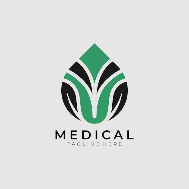 Logo medico con una foglia e una foglia