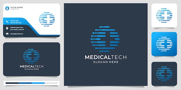Logo medico con il concetto di tecnologia moderna. spazio negativo più logo sanitario e biglietto da visita.