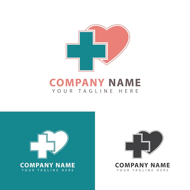 Medical love logo design template Health care Hospital and Clinic sign