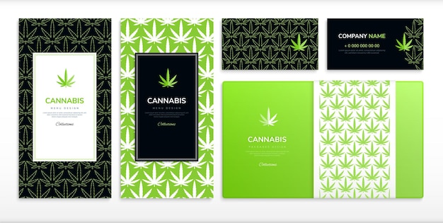 医療用マリファナと大麻のデザインセットフラット孤立イラスト