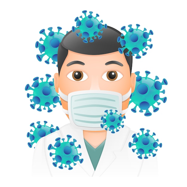 Maschera medica emoji doctor face. design art trendy communication. chat elements. protezione da virus medici.