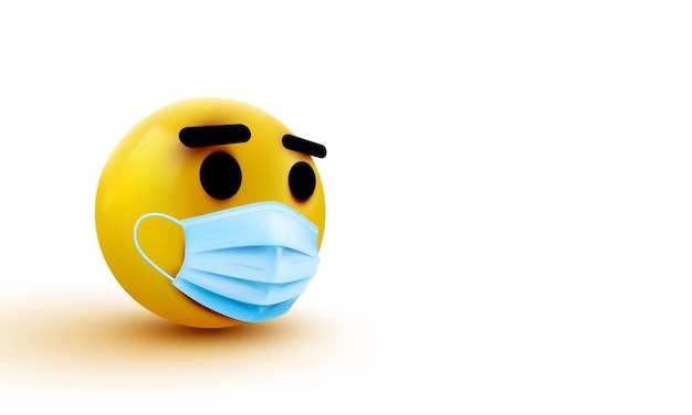 Медицинская маска emoji, изолированные на белом фоне