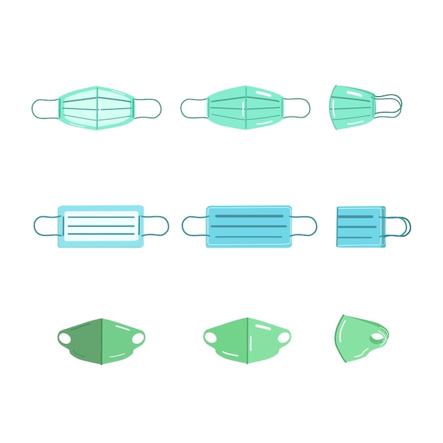 Коллекция иллюстраций медицинских масок