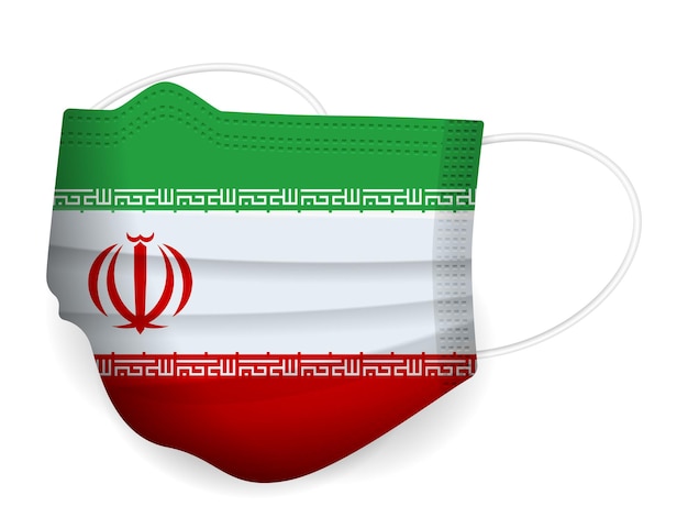 Vector medical mask iran flag