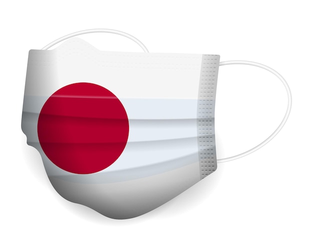 Vector medical mask japan flag