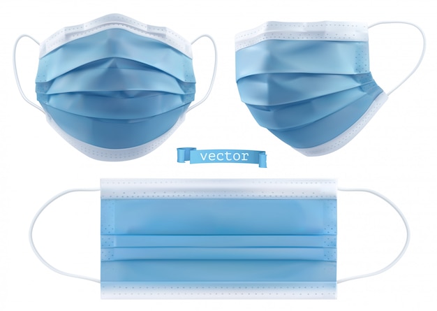 Medical mask, surgical mask, virus and infection protection. 3d realistic  objects