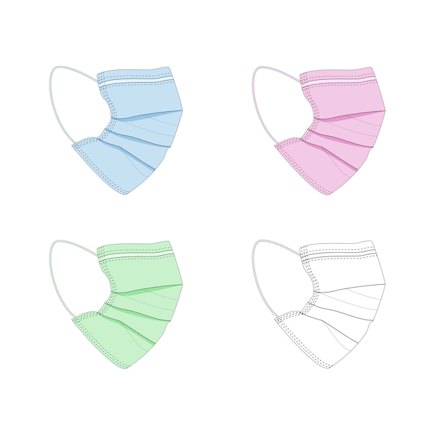 Vector medical masks set