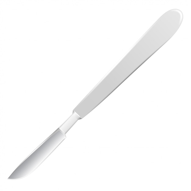 Medical metal scalpel on white