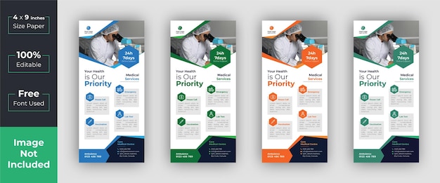 medical Modern business rack card or dl flyer vector templates