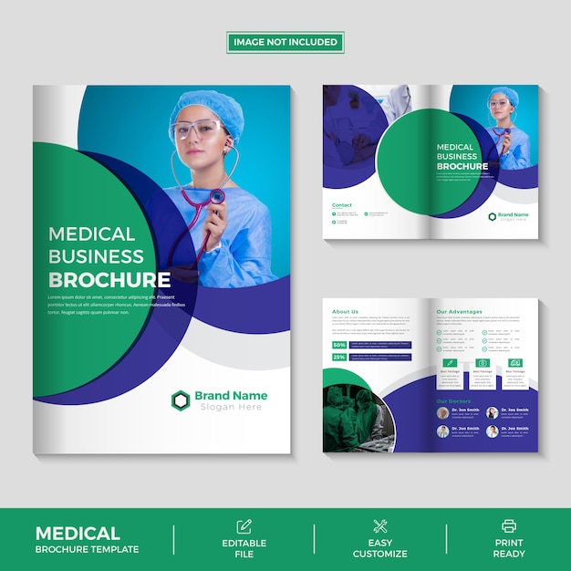 Vettore progettazione di brochure aziendali multi-pagine mediche vettore premium