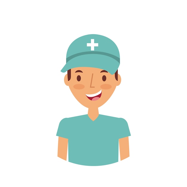 Vector medical nurse man cartoon icon