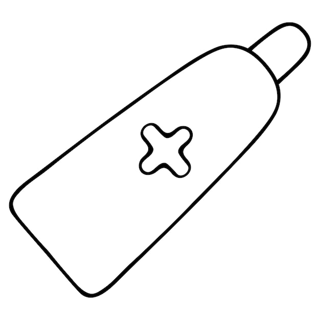 Medical ointment in a tube First aid sign Cream in an aluminum bottle Doodle style