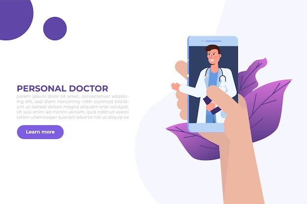 Medical online conference, Doctor Distant online  consultation concept.  Flat Vector Illustration