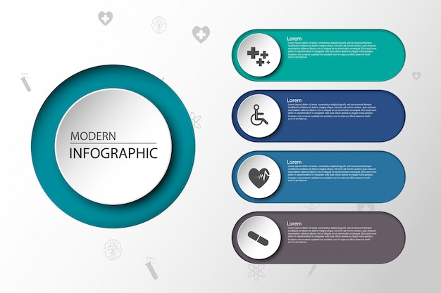 紙のインフォグラフィックの背景に医療
