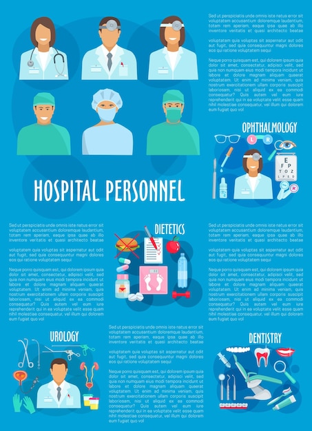 Vector medical personnel and hospital doctor poster