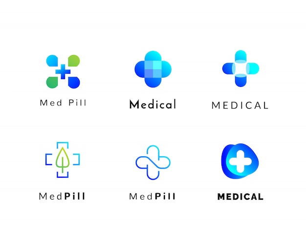 Medical and pharmacy logos set