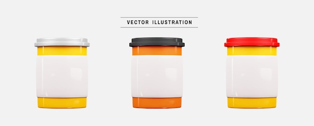 Medical pill plastic bottle 3d icon render realistic vector illustration in cartoon minimal style