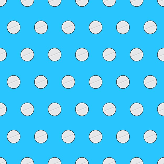 Medical pills seamless pattern on a blue background. antibiotic medical pharmaceutical theme vector illustration