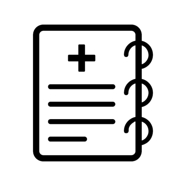 Vector medical pocketbook note pad icon black vector graphics
