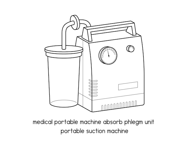 La macchina portatile medica assorbe il diagramma del catarro per l'illustrazione del vettore del profilo del laboratorio di configurazione dell'esperimento