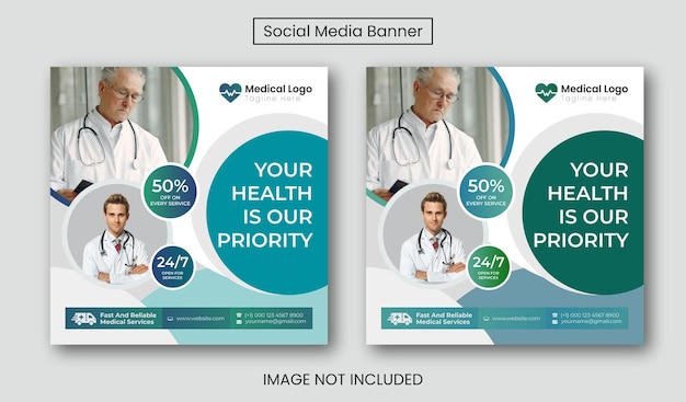 Vector medical post banner for social media.