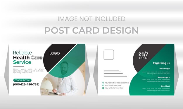 Vector medical postcard layout template vector professional medical post card design template